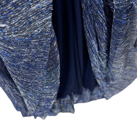 NWT Lulus Stunner Shiny Metallic Backless Maxi Dress Blue Prom Homecoming Size S - Picture 7 of 14